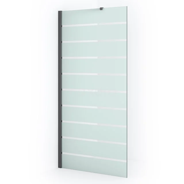 Diamond Inloopdouche | 90 cm Zwart chroom Helder met matte strepen Vaste wand IDA09216BCN