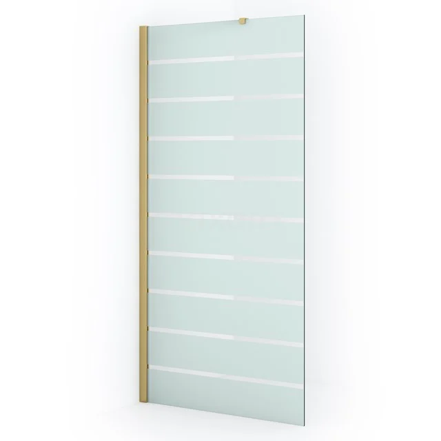 Diamond Inloopdouche | 90 cm Goud Helder met matte strepen Vaste wand IDA09216GGN