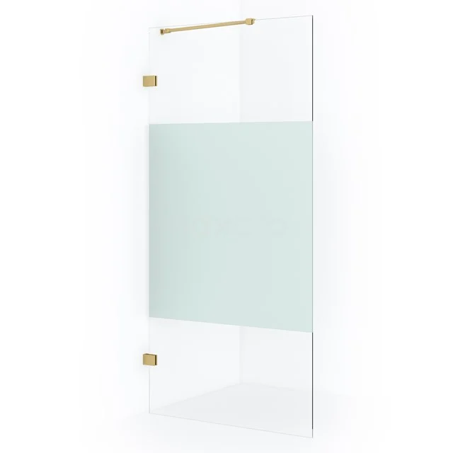 Diamond Inloopdouche | 100 cm Goud Helder met matte strook Vaste wand IDA10223GG