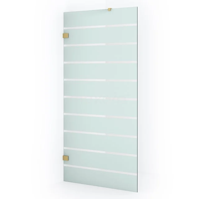 Diamond Inloopdouche | 100 cm Goud Helder met matte strepen Vaste wand IDA10226GG