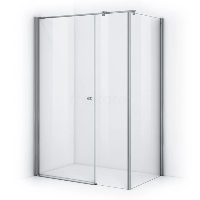 Luxe Glasduschwand mit silberfarbenen Profilen, platzsparendes Design für moderne Bäder.