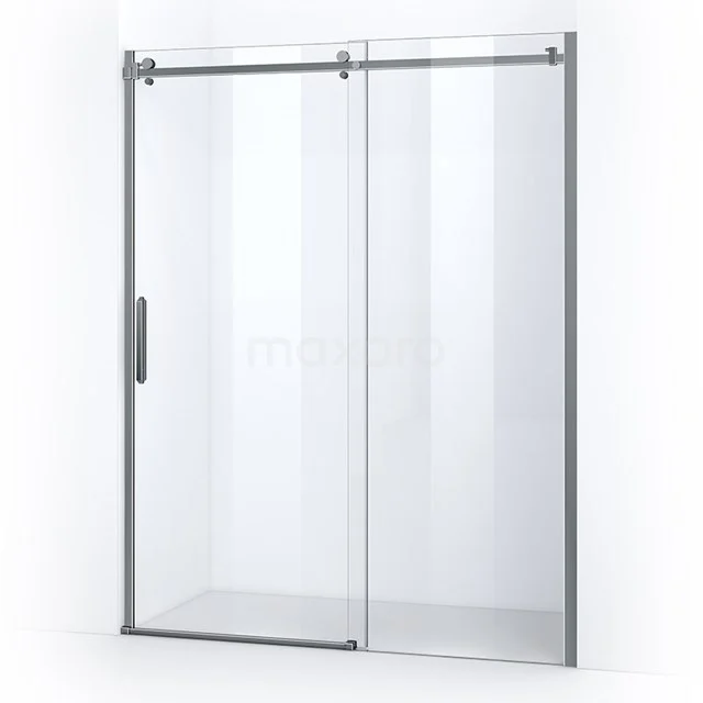 Glasene Duschtür mit Schiebemechanismus, rostfreiem Stahlrahmen und modernem Design, ideal für ein stilvolles Badezimmer.