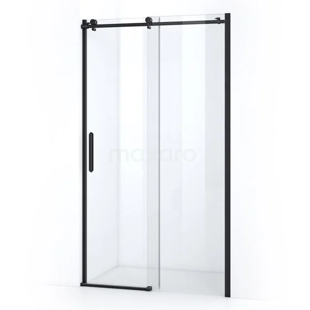 Crystal Allure Duschtür | 110 cm Matt Schwarz Klarglas Schiebetür S6120-1100M Matte schwarze Glastür mit Schiebemechanismus, modernes Design, ideal für eine stilvolle Badezimmergestaltung.
