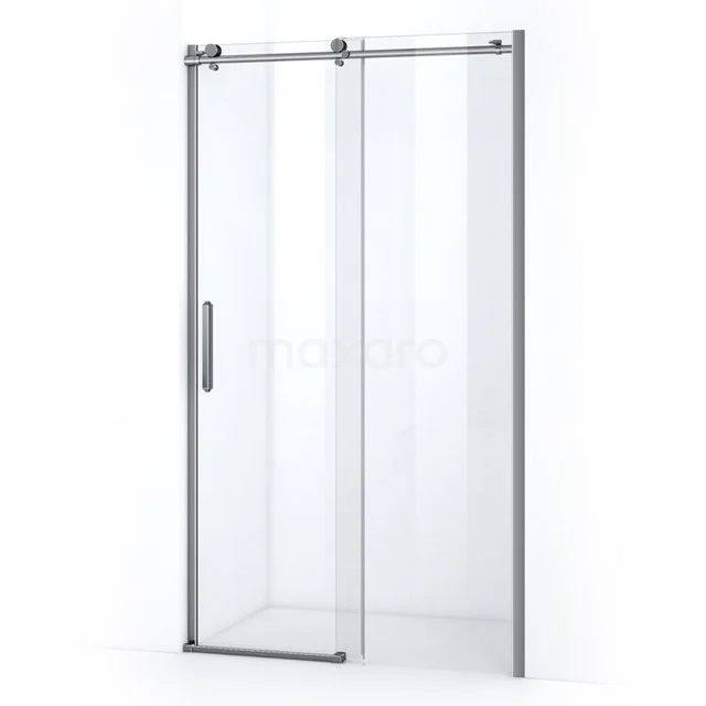 Glas Duschtür mit Schiebesystem, Klarglas, Chrom Profil, ideal für eine moderne Badezimmer Einrichtung.