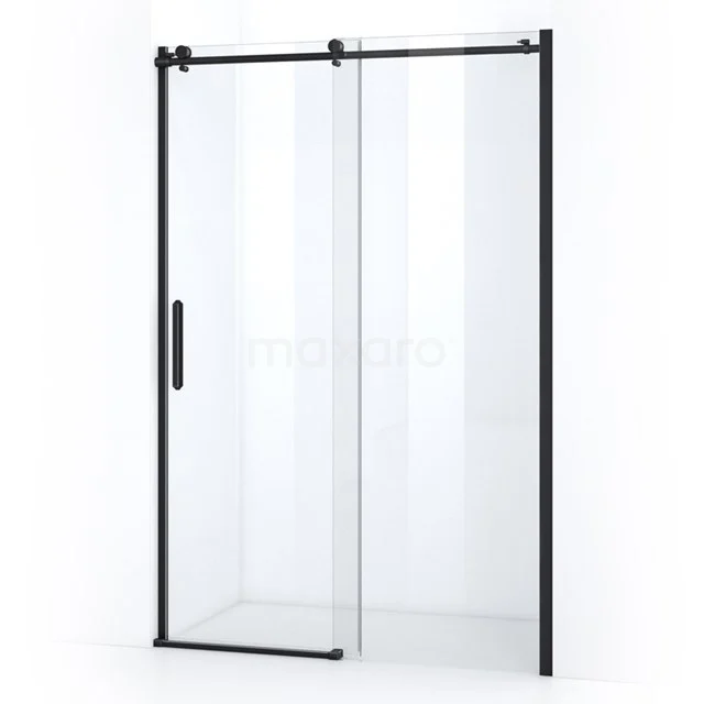 Duschwand Crystal Allure 140cm aus klarem Sicherheitsglas mit Schiebetür Rundrollensystem Matt Schwarz S6120-1400M Matt Schwarz Schiebetür-Duschwand aus Glas, schlankes Design, ideal für moderne Bäder, mit stabilem Aluminiumrahmen.