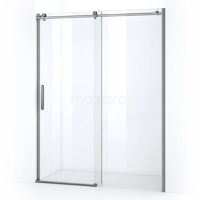 Crystal Allure Duschtür | 160 cm Chrom Klarglas Schiebetür S6120-1600C Glas Schiebetür für Dusche, transparent, mit silberfarbenem Rahmen und metallischem Haltegriff, ideal für moderne Bäder.