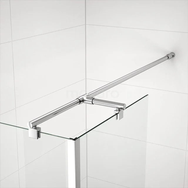 Glas Duschwand mit verchromter Stange, minimalistisches Design, ideal für eine moderne Badezimmergestaltung.