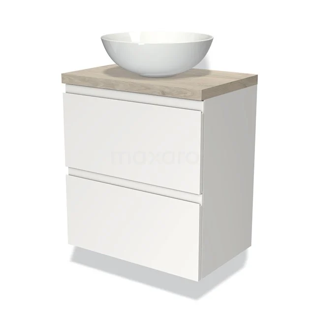 White bathroom unit with wooden worktop and surface-mounted vanity unit with basin, sleek design and modern for stylish bathroom design.