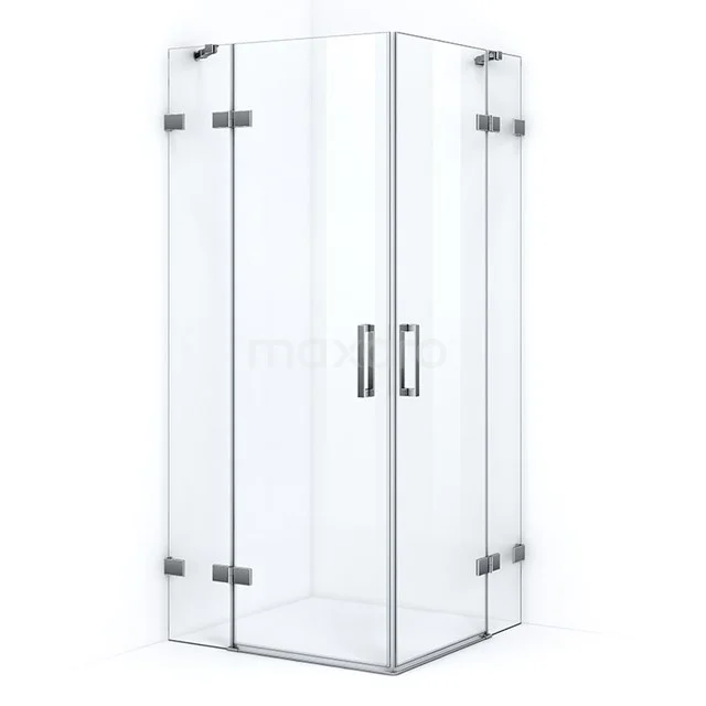 Quartz Shower enclosure | 90x90 cm Chrome Clear glass Pivot door Square CQD6363200C Modern glass shower enclosure with corner design, stainless steel hinges and double doors, perfect for any bathroom.