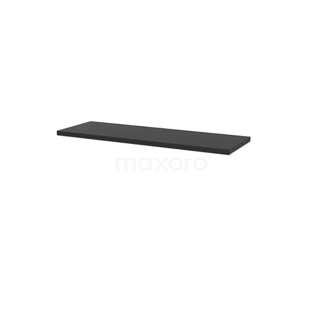 Black wooden basin shelf, rectangular design, ideal for minimalist bathroom design.