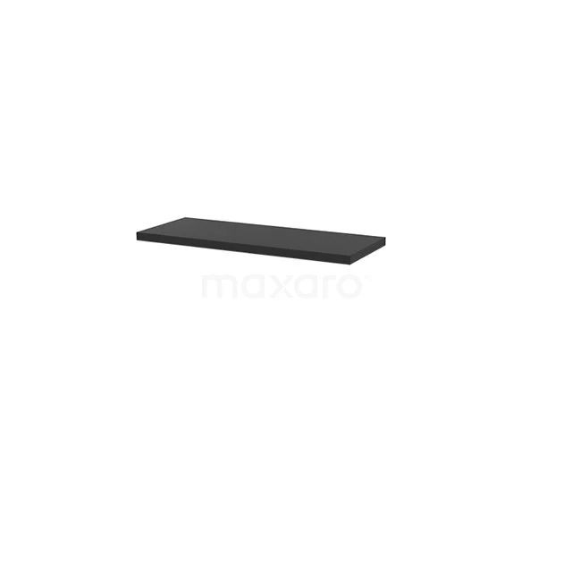 Black wooden bathroom shelf, rectangular design, perfect for wall mounting and styling with bathroom accessories.