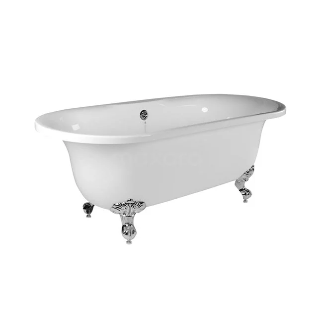 Conca Freestanding bath on legs | 171x78cm Acrylic Gloss White VSA01 Freestanding white bath with classic metal legs, ideal for a stylish bathroom.