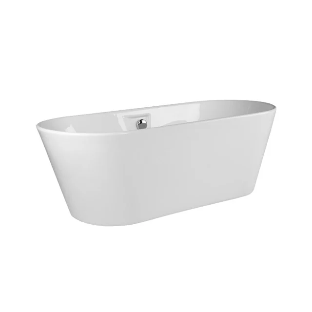 Freestanding Bath Sarno 170x70cm Acrylic Gloss White VSA18 Freestanding white bathtub, oval design, sleek acrylic material; perfect for a modern bathroom look.