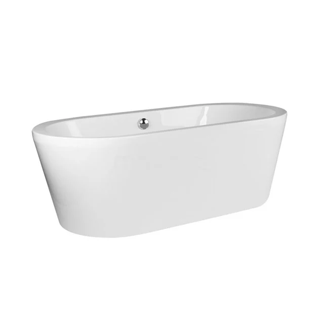Freistehendes weißes Acryl-Badewanne mit ovaler Form, ideal für ein stilvolles Badezimmer-Upgrade.