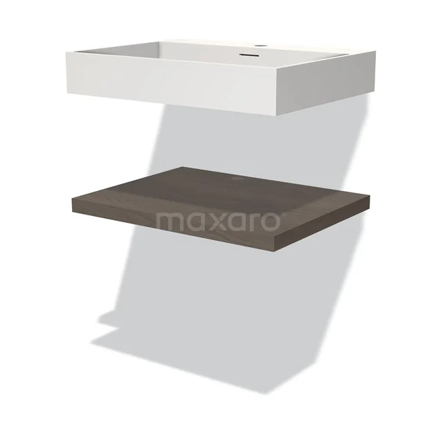 Modulo Badkamermeubel met wastafel | 60 cm Donkerbruin eiken front Solid surface Wastafel met blad BMW10-00053