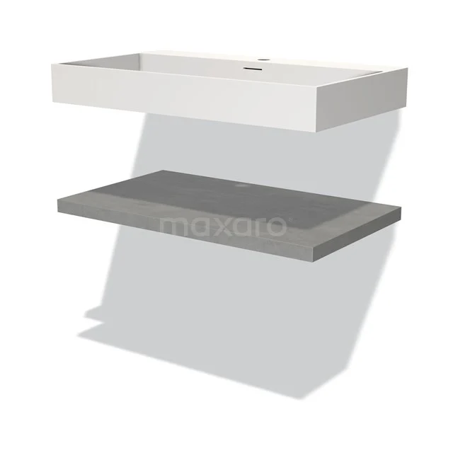 Modulo Vanity units with basin | 80 cm Light grey concrete front Solid surface Basin with worktop BMW10-00069
