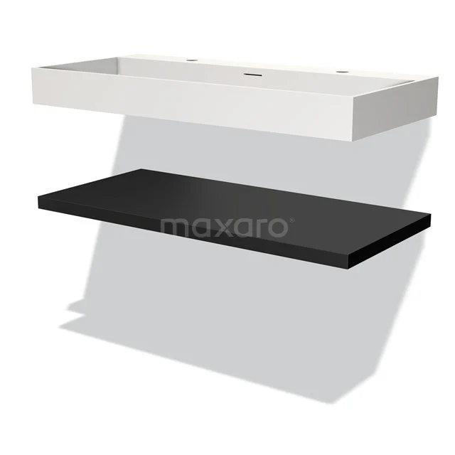Bathroom wall shelf set, white and black, minimalist design, ideal for storage, modern wooden finish.