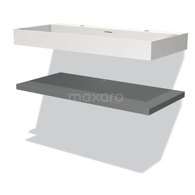 White bathroom unit with minimalist grey basin worktop, sleek design from the modern bathroom line.