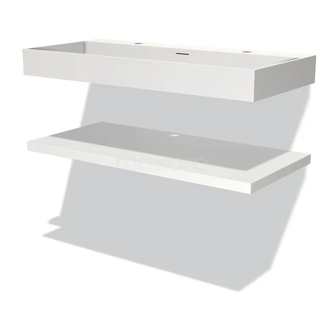 Wandregalset Badezimmer weiß, minimalistisches Design, aus hochwertigem MDF mit einer matte Oberfläche gefertigt.