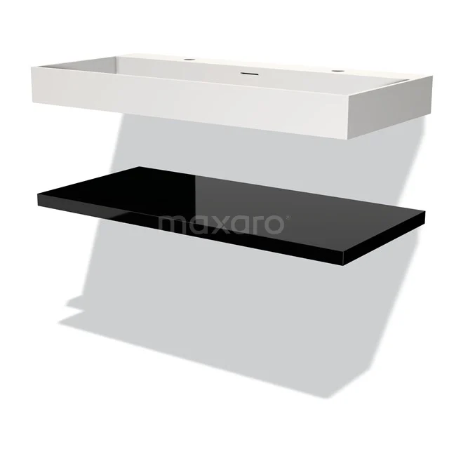 Wall shelf set white and black, modern design, ideal for bathroom storage, high-quality wood and glossy finish.