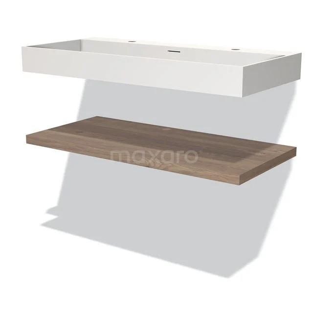 Modulo Vanity units with basin | 100 cm Mid brown oak front Solid surface Basin with worktop BMW10-00080