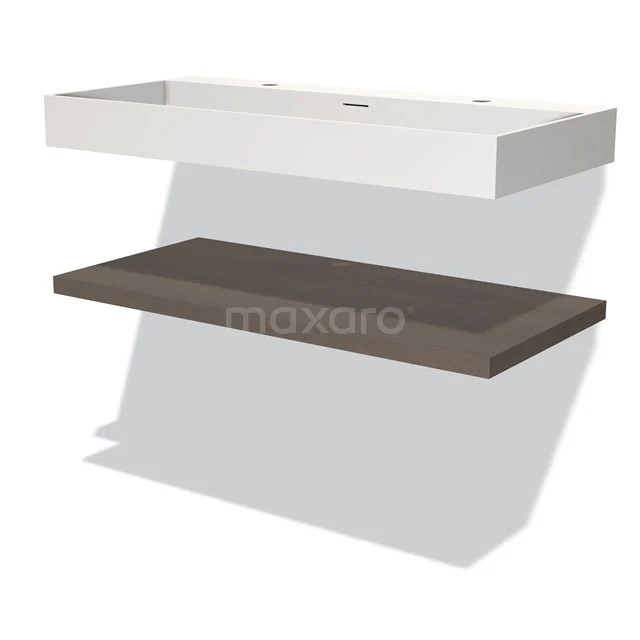 Modulo Badkamermeubel met wastafel | 100 cm Donkerbruin eiken front Solid surface Wastafel met blad BMW10-00081