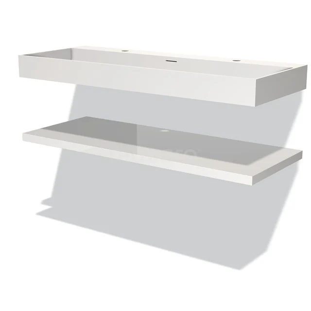 Modulo Vanity units with basin | 120 cm High-gloss white front Solid surface Basin with worktop BMW10-00087