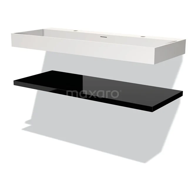 Modulo Vanity units with basin | 120 cm High-gloss black front Solid surface Basin with worktop BMW10-00090