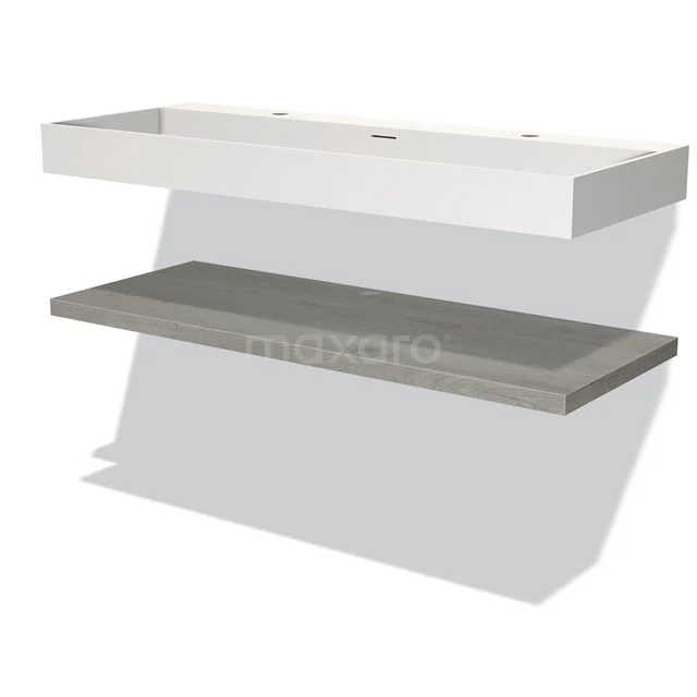 Modulo Badkamermeubel met wastafel | 120 cm Grijs eiken front Solid surface Wastafel met blad BMW10-00096