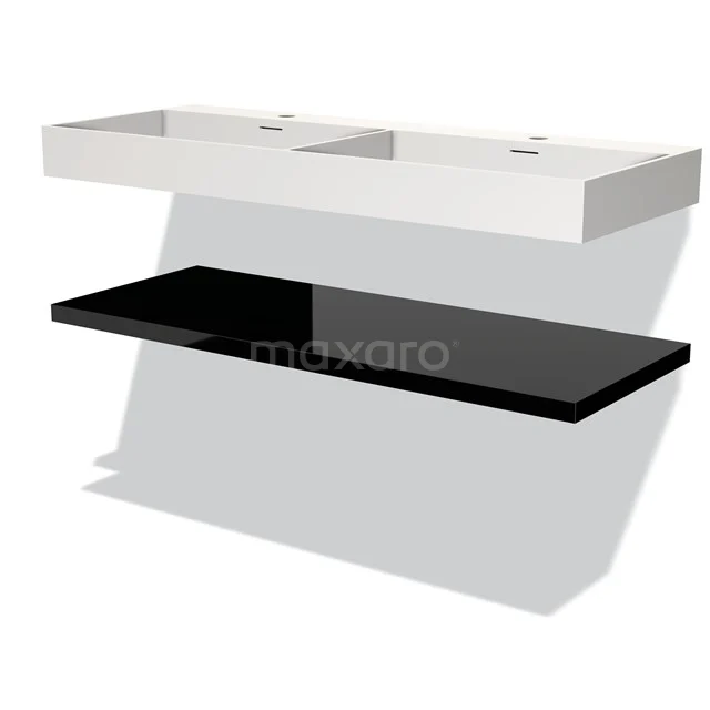 Modulo Vanity units with basin | 120 cm High-gloss black front Solid surface Basin with worktop BMW10-00104