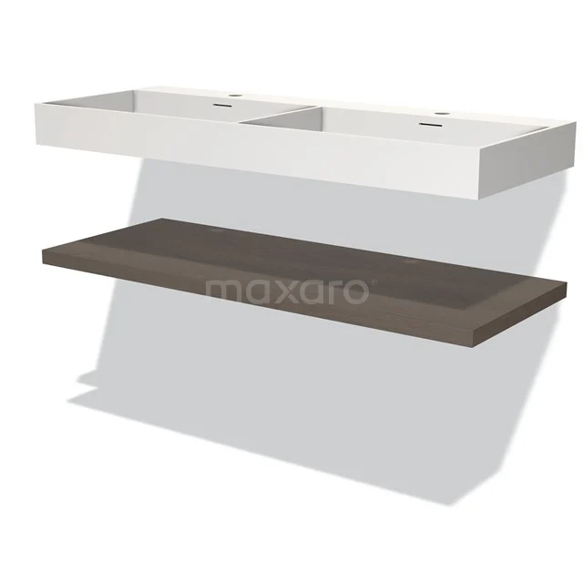 Modulo Vanity units with basin | 120 cm Dark brown oak front Solid surface Basin with worktop BMW10-00109