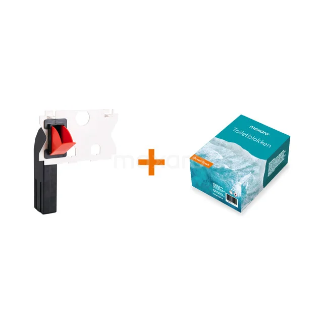 Schwarze WC-Bürstenhalter mit roter Bürste, einschließlich Verpackung Aqua Duftblöcke, praktisches Badezimmeraccessoire.