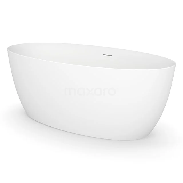 Freistehende ovale weiße Badewanne aus Solid Surface-Material, elegantes Design geeignet für moderne Bäder.