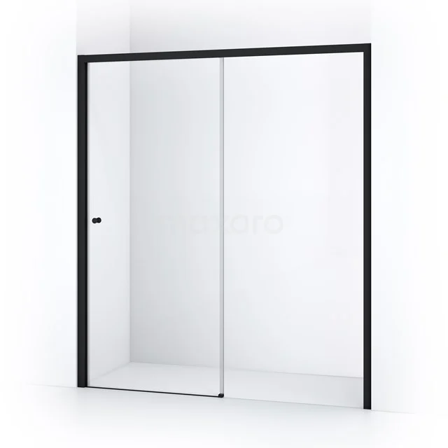 Crystal Comfort Duschtür | 180 cm Matt Schwarz Klarglas Schiebetür S1020-1800MB Glas-Schiebetür mit mattschwarzem Rahmen, ideal für eine moderne begehbare Dusche im Badezimmer.
