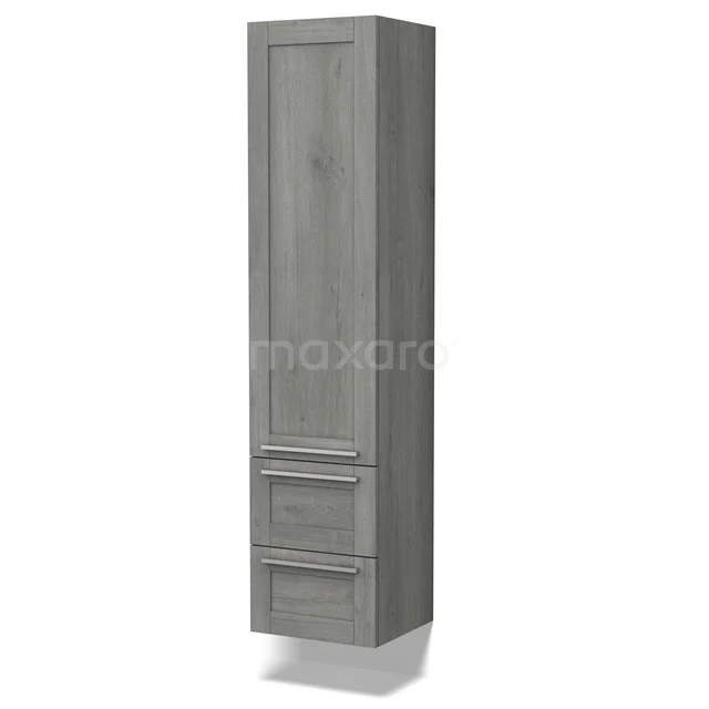 Lungo Bathroom cabinet | 170 cm Grey oak Frame fronts 3 compartments + 2 drawers BKK10-00052 Grey Bathroom cabinet, tall wooden tall cabinet with two drawers, classic style, ideal for bathroom storage.