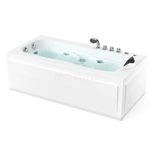 Whirlpool Bad Arctic Brass 1-Personen links 170x82cm Wassermassage W003-171BL Weiße rechteckige Jacuzzi mit Hydromassagestrahlen, moderne Spa-Erfahrung für luxuriöse Badezimmer.