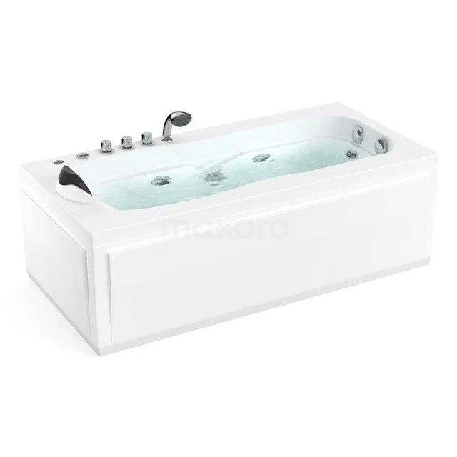 Whirlpool Bad Arctic Brass 1-Personen-Rechts 170x82cm Wassermassage W003-171BR Rechteckige weiße Whirlwanne mit Massage-Düsen, entspannenden Spa-Funktionen und Chromarmaturen, ideal für ein luxuriöses Badezimmererlebnis.