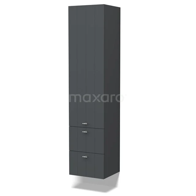 Badschrank Lungo 170x40cm Dunkelgrau 1 Tür-Lamelle BKK10-00044 Dunkelgrauer hoher Badschrank mit zwei Schubladen und Türen, modernes Design, aus feuchtigkeitsbeständigem Material.