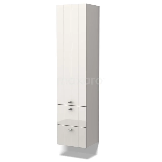 Lungo Badschränke | 170 cm Hochglanz Weiß Lamelle front 3 Fächer + 2 Schubladen BKK10-00033 Weißer hoher Badschrank mit zwei Schubladen, minimalistisches Design, perfekt für Stauraum in modernen Bädern.