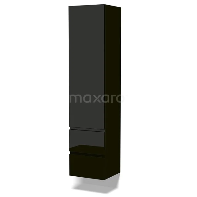 Lungo Badkamerkast | 170 cm Hoogglans zwart Greeploos front 3 vakken + 2 lades BKK10-00023