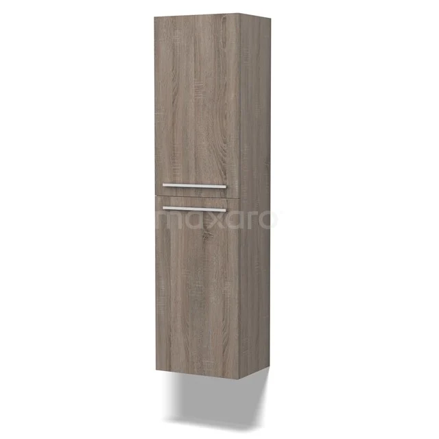 Badschrank Grande 150x40cm Eiche 2 Türen Flach BKK35-00019 Hoher Holz-Badschrank mit zwei Fächern und modernen Griffen, ausgeführt in heller Eiche für eine stilvolle Badezimmerlagerung.