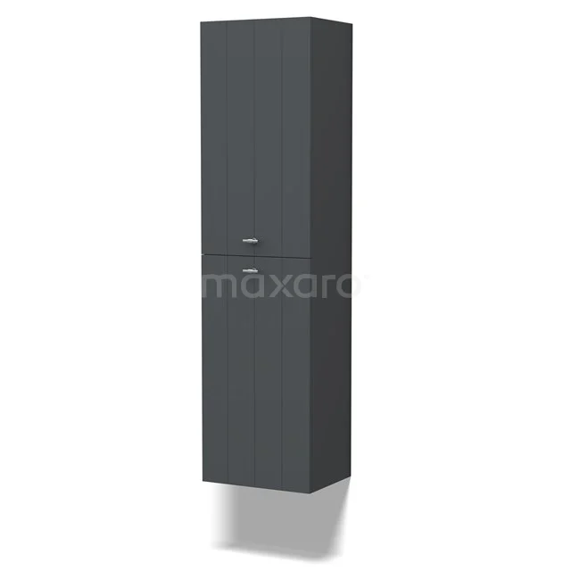 Grande Bathroom cabinet | 150 cm Dark grey Slat fronts 4 compartments BKK35-00014 Dark grey bathroom cabinet wall-mounted, tall model with sleek doors, modern design, perfect for extra storage space.