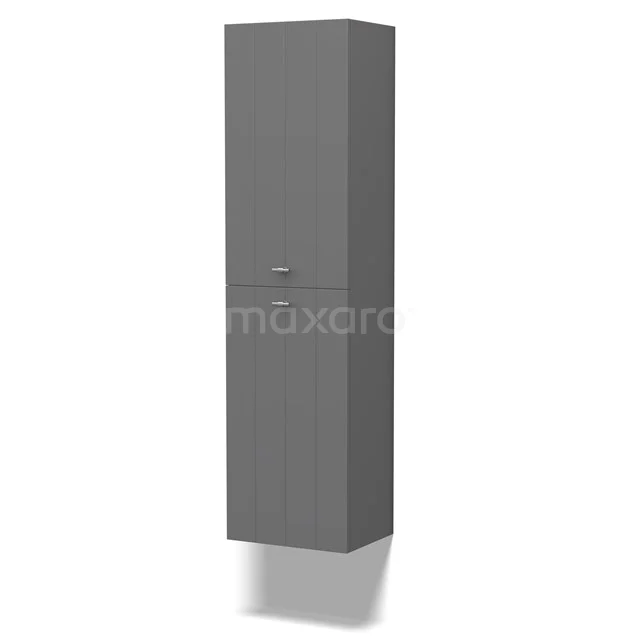 Grey Bathroom cabinet, high model with two doors, modern design, ideal for storage in a stylish bathroom.
