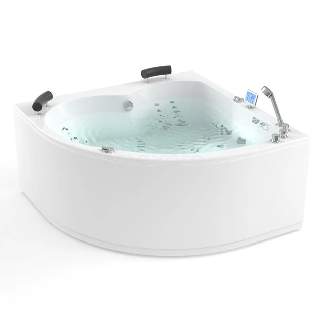 Whirlpool Bad Atlantic Gold 2-Personen links 150x150cm Wasser- und Luftmassage W06014DL Eckbadewanne mit Hydromassage, weißes Acryl, luxuriöses Design und integrierten Kopfstützen; perfekt für ein entspannendes Badezimmererlebnis.