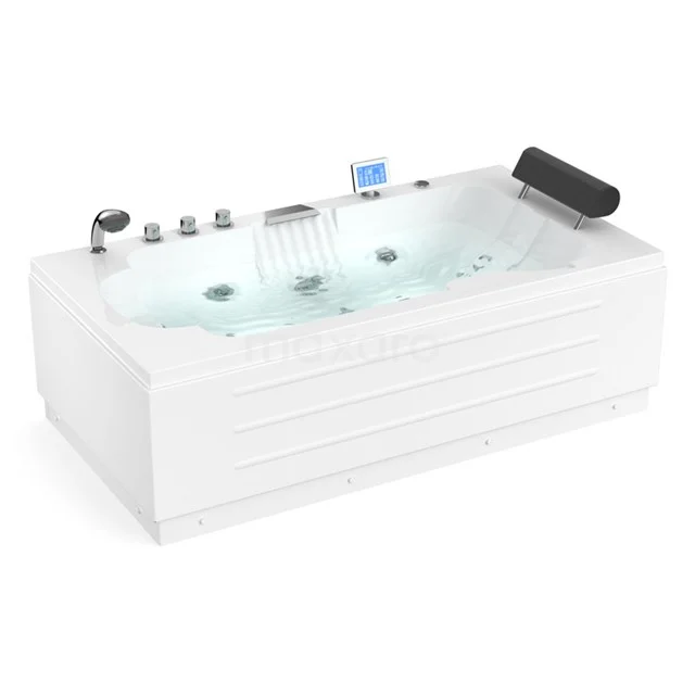 Whirlpool Bad Pacific Silver 1-Personen links 170x92cm Wassermassage W061-174CL Weiße Eck-Jacuzzi mit ergonomischer Kopfstütze, LED-Beleuchtung und integrierten Düsen, ideal für luxuriöse Badezimmerentspannung.