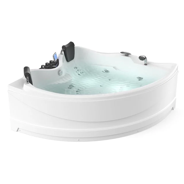 Whirlpool Bad Reef Silver 2-Personen Links 165x165cm Wassermassage W063-173CL Eckbadewanne in Weiß mit integrierten Massagestrahlen, LED-Beleuchtung und luxuriösem Design, ideal zur Entspannung im modernen Badezimmer.
