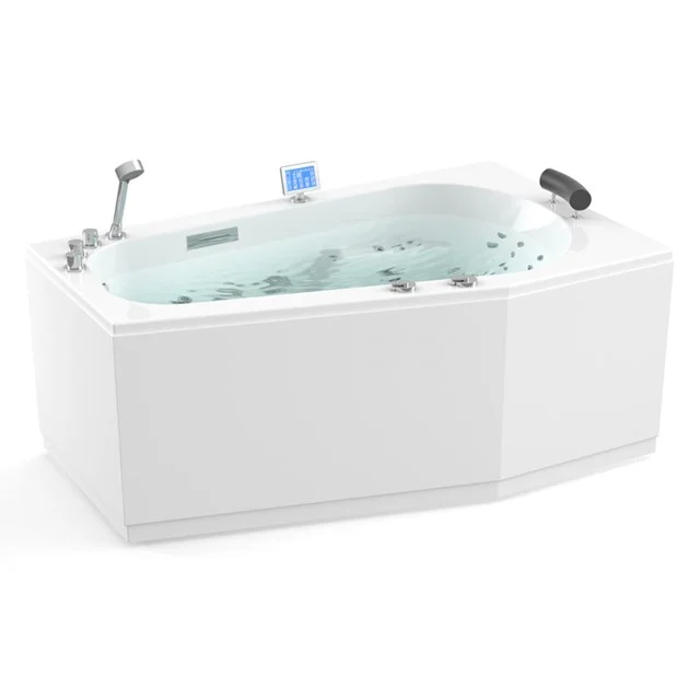 Whirlpool Bath Atlantic Platinum 1 Person Right 170x100cm Water and air massage with Turbo W07014ER White hydromassage bath with digital controls, ergonomic headrests and corner design, ideal for luxurious bathroom relaxation.