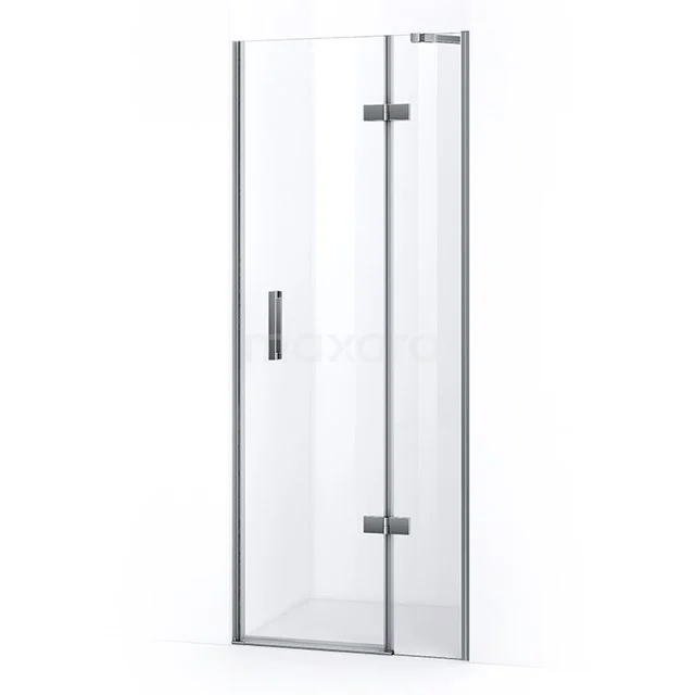 Pearl Shower door | 80 cm Chrome Clear glass Pivot door WPB53120C Glass shower door with hinges, silver frame, modern design, ideal for sleek bathroom design.