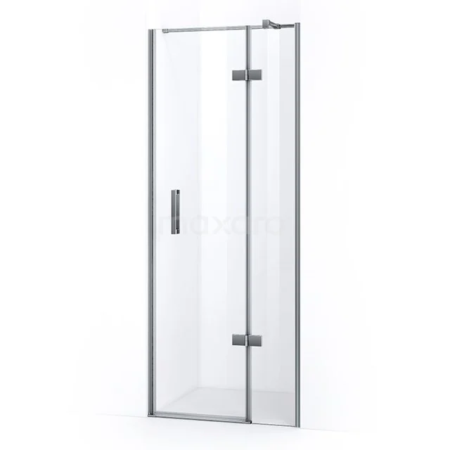 Glas Duschtür mit Scharnier, Klarglas und verchromtem Rahmen, moderne Badezimmer Tür aus der Elegance-Serie.