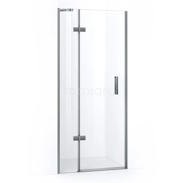 Glasene Duschtür mit schmalem silberfarbenem Rahmen, ideal als stilvolle Badezimmer-Trennwand.